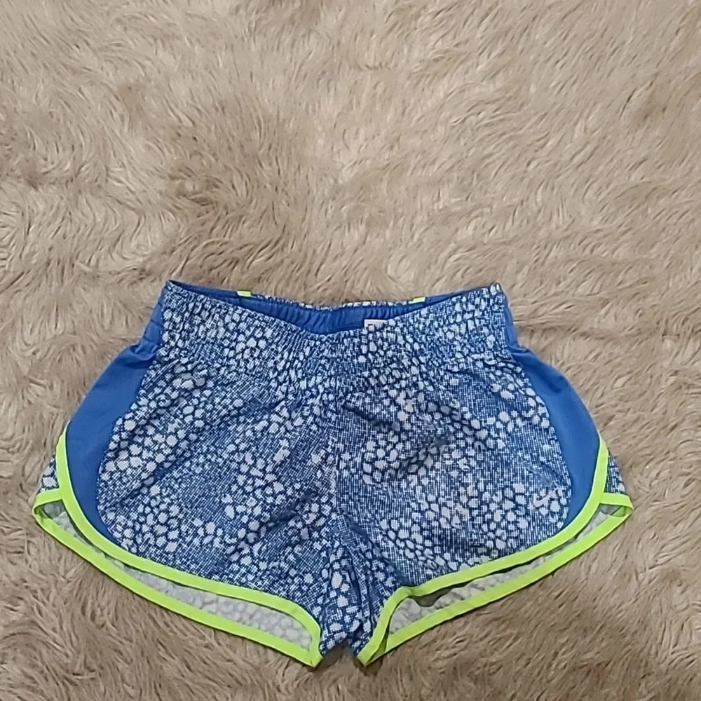 Nike womens blue and lime green work put shorts size small‎